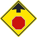 NMC TM609K Stop Ahead Graphic Sign - 24in. Heavy Duty High Intensity Reflective Aluminum, Stop Ahead Symbol with Arrow Sign by NMC