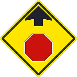NMC TM609K Stop Ahead Graphic Sign - 24in. Heavy Duty High Intensity Reflective Aluminum, Stop Ahead Symbol with Arrow Sign by NMC