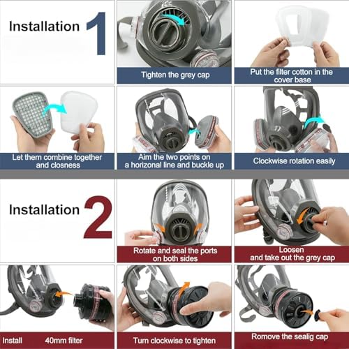 Full Face Gas Mask,Respirator Mask for Gases,Chemical,Spray Paint - Image 5