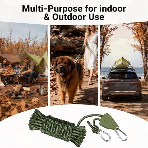 Camping Ropes Guy Line - Tarp Tie Down Ropes with Ratchet System, Pulley & Reinforced Metal Gear - Adjustable Heavy Duty Guy Lines for Canopy Tent, Quick Setup Outdoor Strap-4Pack - 6Pack - Image 7