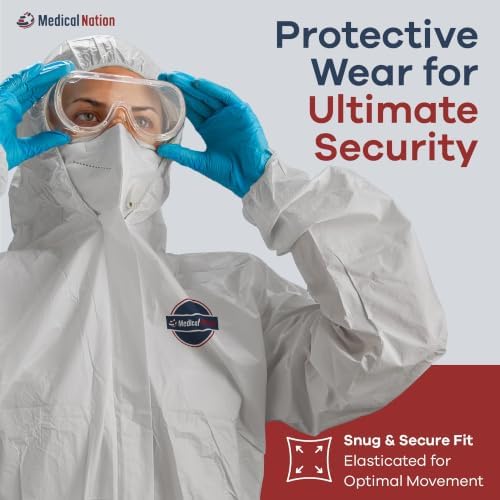 Medical Nation Hazmat Suits Disposable |1 Pack - Large | Protective Coveralls with Attached Hood and Boots | Heavy Duty Full Body Painters Suit for Adults - Breathable & Water Resistant | Large - Image 4