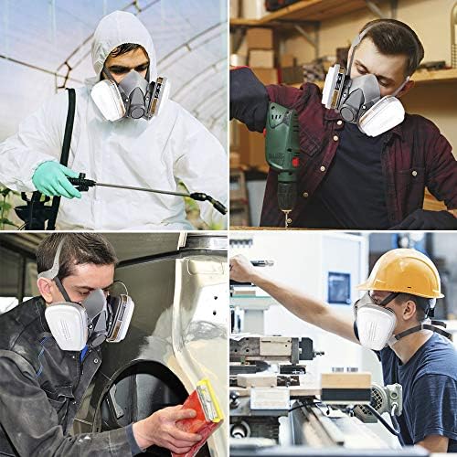 NC Reusable Face Cover Set with Glasses for Gas, Painting, Dust, Machine Polishing, Organic Vapors with Filter Cotton, Staining,Car Spraying,Sanding &Cutting, DIY and Other Work Protection - Image 7