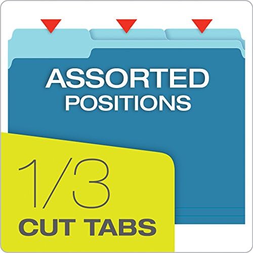 Pendaflex Two-Tone Color File Folders, Letter Size, Blue, 1/3 Cut, 100 per box (152 1/3 BLU), 12 inches - Image 2