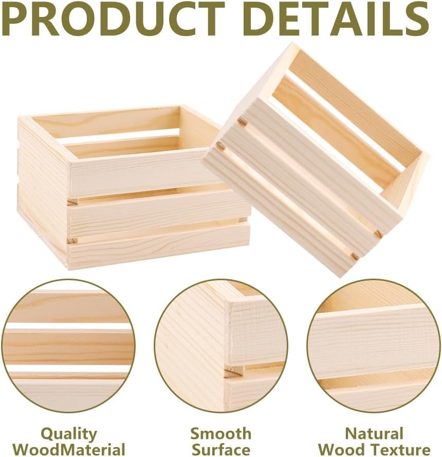 GRETJOB 6PCS 5" Wooden Crates, Small Wooden Crates for Crafts - Image 3