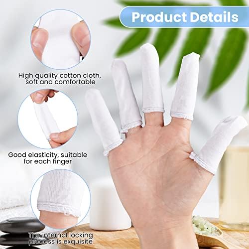 200 Pcs Cotton Finger Cots Small Finger Guards Hand Thumb Fingertips Sleeves Protector by EORTA, Comfortable, Breathable, Absorb Sweat, Reusable, Protect the Wound from Infection, White, Very Small - Image 3