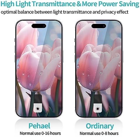 PEHAEL for iPhone 15 Pro Max Privacy Screen Protector+Camera Lens Protector - Image 3