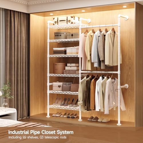 ComfyCorner Wall Mounted Garment Rack, Industrial Pipe Clothing Rack White - Image 3