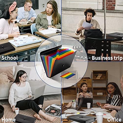 2Pcs Expanding File Folder, 13 Pockets Accordion File Holder Organizer, A4 Letter Size Paper Document Receipt Organizer Accordian Filing Folder for Classroom, Home, Office and Travel - Image 6