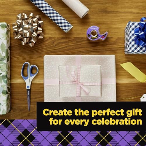 Scotch Gift-Wrap Tape with Dispensers, Clear Satin Finish, Invisible on Most Wrapping Paper, Photo-Safe, 3/4 in x 650 in Each, 12 Rolls for Holiday Gift Wrap - Image 6