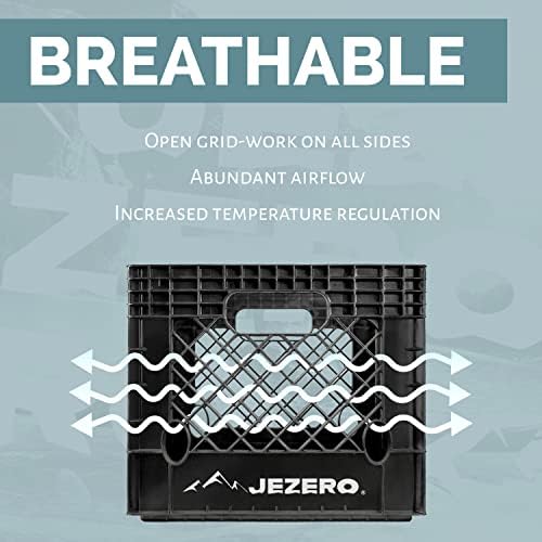 JEZERO 24 Quart 4-Pack Heavy Duty Plastic Crate | Stackable Multi-Purpose Storage Bin for Garage, Home, Office, Groceries, Outdoor, Camping & Kayaking | Black Utility Tote, 19" x 13" x 11" - Image 5