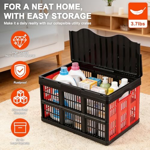 45L Collapsible Storage Bins with Lids, - Image 4