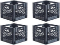 Hudson Exchange 13 x 13 x 11" (16 Quart, 4 Pack) Mesh Commercial Grade Milk Crate Handled Storage Container Tote, Black by HudsonExchange