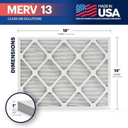BNX TruFilter 14x18x1 Air Filter MERV 13 (6-Pack) - MADE IN USA - Electrostatic Pleated Air Conditioner HVAC AC Furnace Filters for Allergies, Pollen, Mold, Bacteria, Smoke, Allergen, MPR 1900 FPR 10 - Image 2