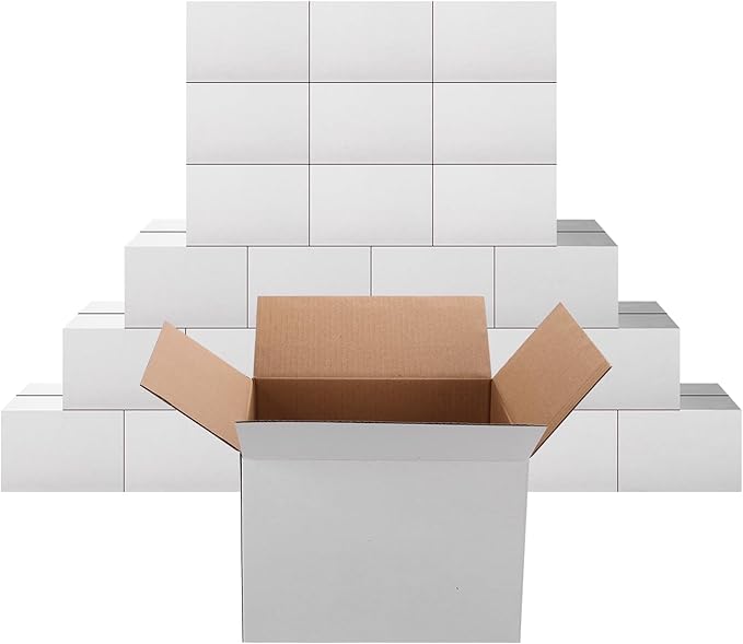 PETAFLOP Shipping Boxes 7x6x5 White Cardboard Box Kraft Corrugated Small by PETAFLOP