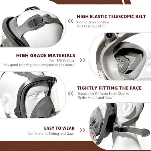 Full Face Gas Mask,Respirator Mask for Gases,Chemical,Spray Paint - Image 5