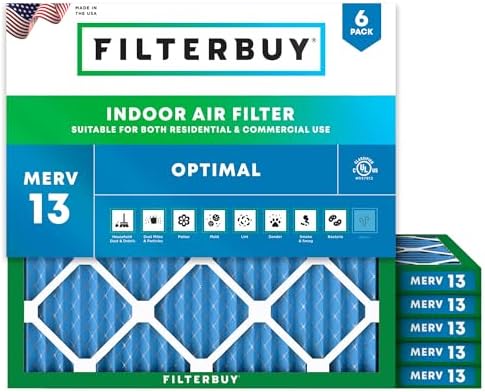 Filterbuy 30x30x1 Air Filter MERV 13 Smoke & Allergy Defense (6-Pack) by Filterbuy
