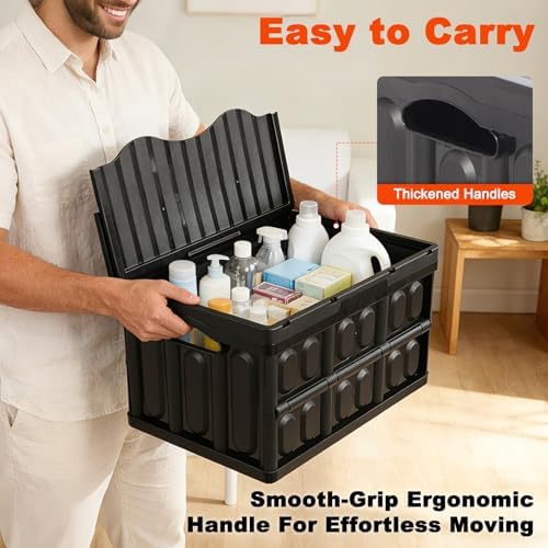 Collapsible Storage Bins,Collapsible Crates Basket (45L 1PK Black) - Image 6