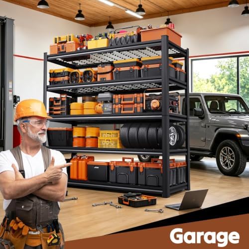 3-Pack 35''W Storage Shelves,2500LBS Garage Shelving,Adjustable Garage Shelves,Heavy Duty Metal Shelving, 5 Tier Utility Steel Shelf, Easy-to-Install Shelving Units and Storage 71''x35''x16 - Image 2