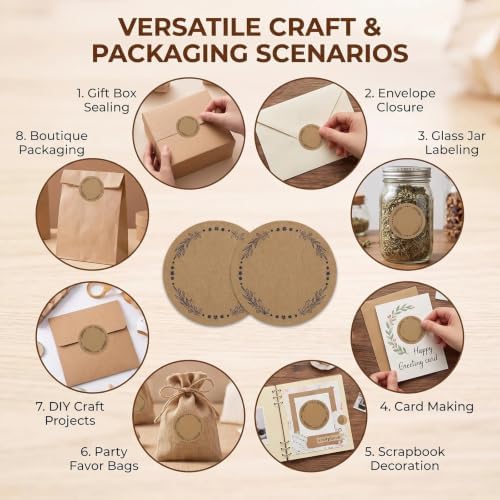 500Pcs 2" Brown Round Canning Labels with Wreath Designs - Image 5