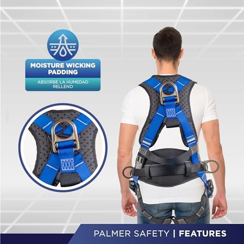 Palmer Safety Hammerhead 5pt Safety Harness Back Padded, QCB Chest, Tongue Buckel Legs Straps, Back & Side D-Rings - Image 4