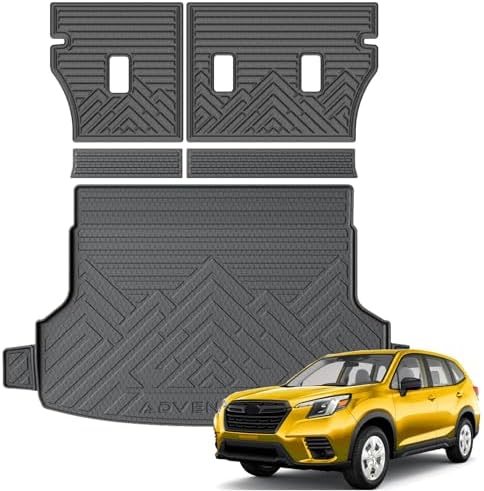 KUST Trunk Cargo Mat for 2025 2026 Subaru Forester (Not for Hybrid or Wilderness), Rubber Cargo Liner & Backrest Mat Set for Forester Accessories Rear Trunk Liner Back Seat Protector, High Edge, 5PCS by KUST