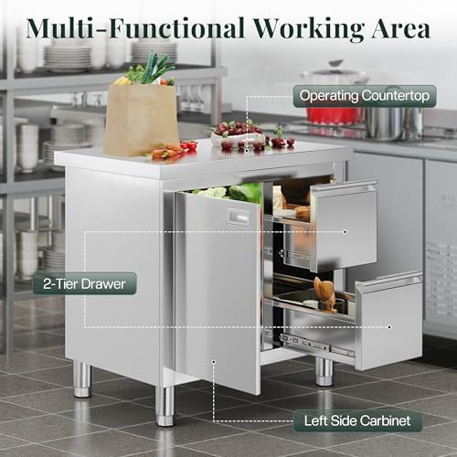 Jocisland 24x36 Inch Stainless Steel Work Table with Sliding Doors - Image 6