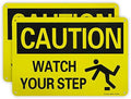 Enjoyist 2-Pack Caution Watch Your Step Sign, 10"x 7" .040 Rust Free Aluminum – Reflective, UV Protected and Weatherproof by Enjoyist