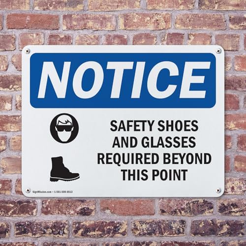 (2 Pack) Safety Shoes And Glasses Required OSHA Notice Sign 18 Inch X 12 Inch Plastic Sign, Weather Resistant, UV Protected for Workplace, Business, and Construction Site, Made in the USA - Image 4