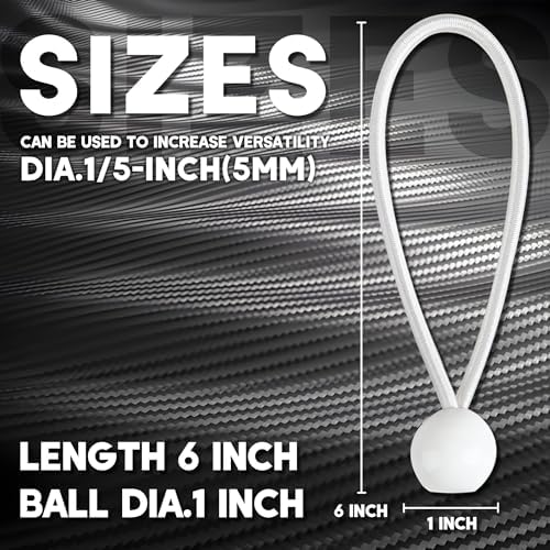 CARTMAN 30-Pack 6-Inch Ball Bungee Cords for Canopies and Tarps, White - Image 2