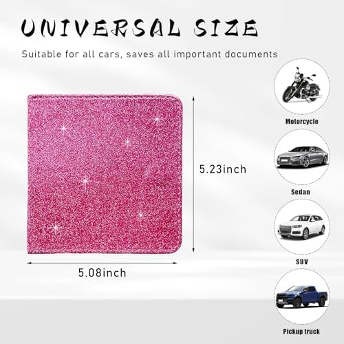 Ziciner Car Registration and Insurance Holder, Auto Card Document Glove Box Organizer with Magnetic Closure, Universal Vehicle Interior Accessories for Cars SUVs (Red-Small) - Image 2