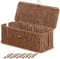 Cable Management Box, Cord Organizer with Lid & Cable Ties - Brown, L by BROWNLILY