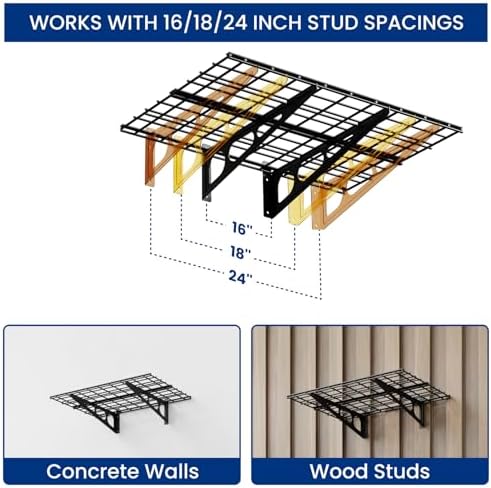 FLEXIMOUNTS 1-Pack 2x3ft Garage Shelving Wall-Mounted Storage Rack, Black - Image 6