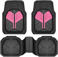 CAR PASS Heavy Duty Rubber Car Mats, Deep Dish Car Floor Mats All Weather, Car Mats Full Set 3-Piece Trim to Fit for Sedans SUVs Trucks,Women Waterproof Anti-Slip Automotive Mats, V12 Black and Pink by CARPASS