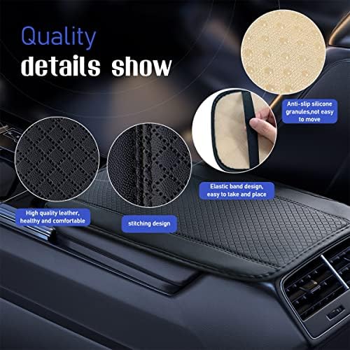 Ziciner Leather Car Center Console Armrest Pad, PU Waterproof Auto Seat Box Cover Protector, Hand Rest Cushion Protection Pad, Vehicles Interior Accessories Universal for Truck,SUV (Black A) - Image 3