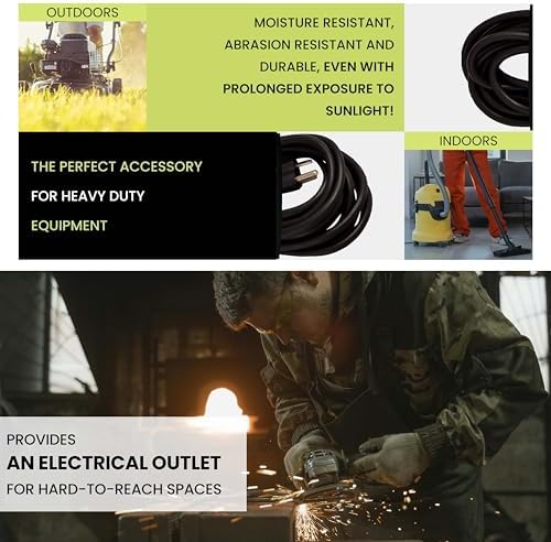 Go Green Power 16/3 100ft Black Outdoor Extension Cord - Heavy Duty, Moisture Resistant, 10 Amps, 1250 Watts - Perfect for Tools & Equipment - G-13700BK - Image 7
