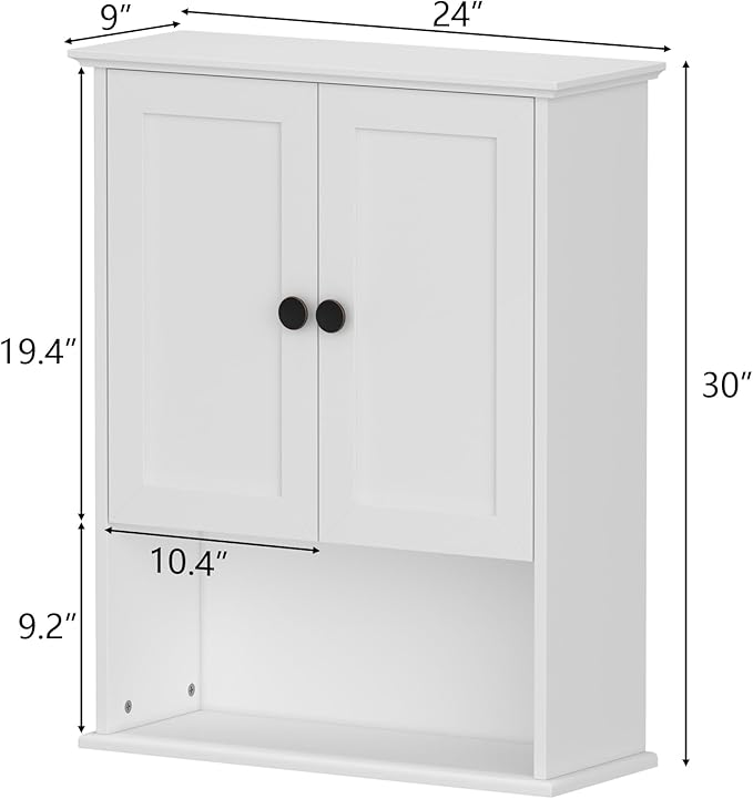White Medicine Cabinet, 24x30 Inch Bathroom Cabinet Storage - Image 2