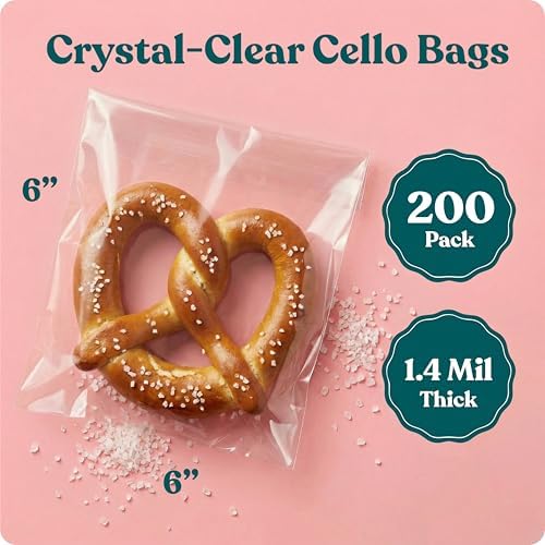 6x6 Self Sealing Cellophane Bags (200 Pack) - Clear Cookie Bags With Seal - Image 2