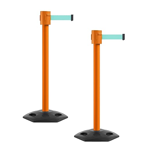 Montour Line MSR760 Set of 2 Retractable Belt Barrier Stanchion, Rubber Base by Montour+Line