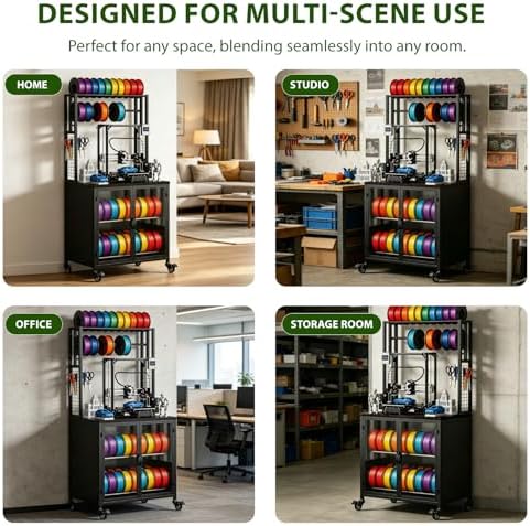 3D Printer Stand 29.5" Cabinet, Dustproof & Moisture-Proof, Rolling Black - Image 6