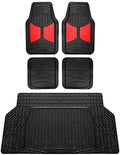 FH Group Monster Eye Full Set Rubber Floor Mats w. Trimmable Vinyl Trunk Liner/Cargo Mat Black- Fit Most Car, Truck, SUV, or Van (Red/Black) F11313- F16403 by FHGroup