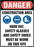 J. J. Keller Danger: Construction Area, PPE Must Be Worn Sign, 10" x 14" by JJKellerAssociatesInc