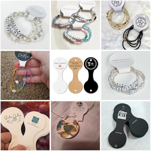 Custom 50/100/200pcs Jewelry Holder Cards,Personalized Logo Necklace Display Cards,Fold Over Tags for Bracelet Earrings Keychain Hair Accessories (1.5 * 4inch (Circle)) - Image 6
