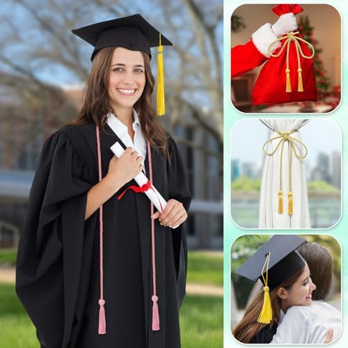 Pink Graduation Cord, Graduation Honor Cords for Class of 2026, Rayon Braided Grad Cord with Tassels, 68" Long Polyester Yarn Honor Ropes for Bachelor, Master, Doctoral - Image 5