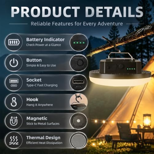Stepless Dimming Rechargeable LED Camping Light with Remote - Image 6