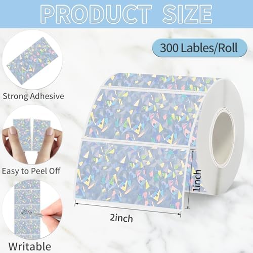 2''x1'' Holographic Direct Thermal Barcode Labels,Self-Adhesive Thermal Printer Stickers for Address Design DIY Logo Business（Glass） - Image 2