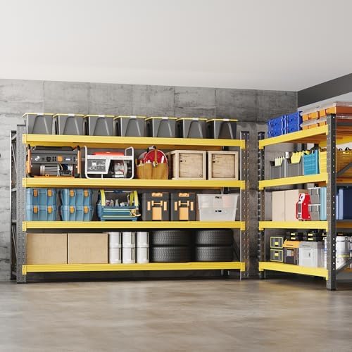 BYNSOE 71" W Storage Shelves 5000lbs Garage Metal Shelving Heavy Duty Garage Shelves Adjustable Storage Shelves for Industrial, Factory (Black-Yellow, 71" W x 24" D x 69" H) - Image 6