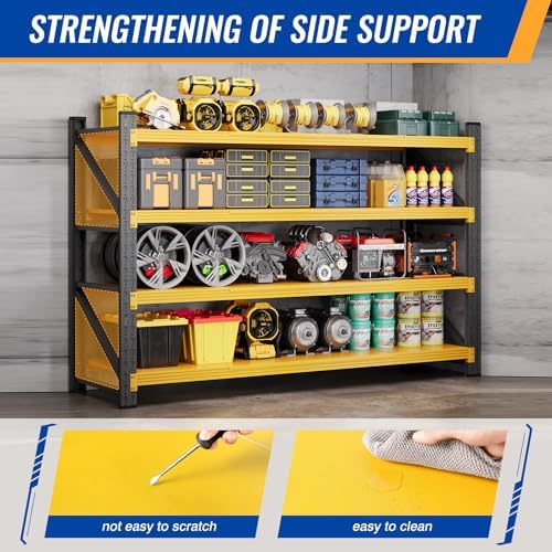 BYNSOE 71" W Storage Shelves 5000lbs Garage Metal Shelving Heavy Duty Garage Shelves Adjustable Storage Shelves for Industrial, Factory (Black-Yellow, 71" W x 24" D x 69" H) - Image 3