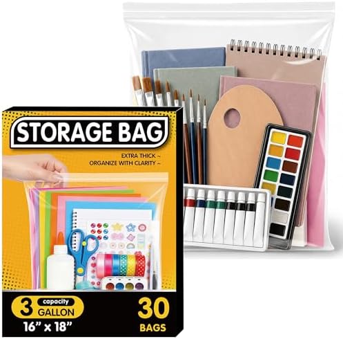 30 Pack 3 Gallon Extra Large Clear Plastic Zipper Bags by Unknown