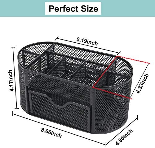 Desk Organizer with 9 Compartments, Mesh Office Organization for Scissors, Post-it, Sticky notes, Pen Holder, Metal Office Desk Organizers and Accessories - Image 5