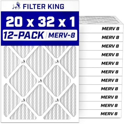 Filter King 20x32x1 Air Filter MERV 8, AC Furnace Filters (12-Pack) by FilterKing